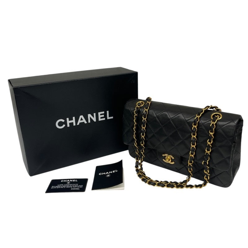 【CHANEL】シャネル マトラッセ クラシック ハンドバッグ25 A01112 ショルダーバッグ ラムスキンレディース Wフラップ ダブル チェーン 黒 ブラック