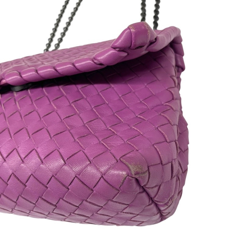【BOTTEGAVENETA】ボッテガヴェネタ イントレチャート ショルダーバッグ レザー レディース チェーンショルダー 紫 パープル