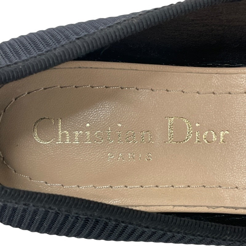 【Christian Dior】クリスチャンディオール フラットシューズ バレエシューズ レディース リボン JADIOR 黒 サイズ35 1/2