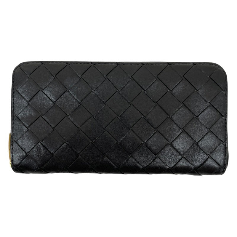 【BOTTEGAVENETA】ボッテガヴェネタ イントレチャート 長財布 レザー レディース ジップアラウンドウォレット ラウンドファスナー 黒