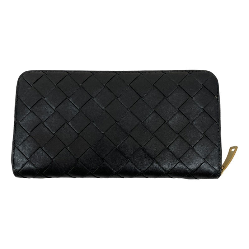 【BOTTEGAVENETA】ボッテガヴェネタ イントレチャート 長財布 レザー レディース ジップアラウンドウォレット ラウンドファスナー 黒