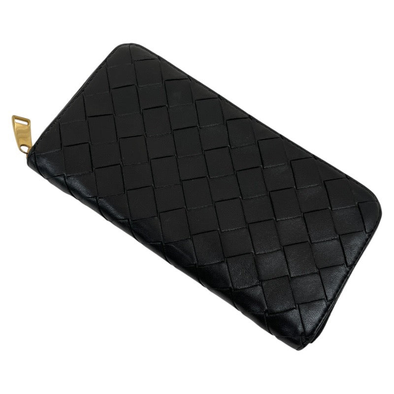【BOTTEGAVENETA】ボッテガヴェネタ イントレチャート 長財布 レザー レディース ジップアラウンドウォレット ラウンドファスナー 黒