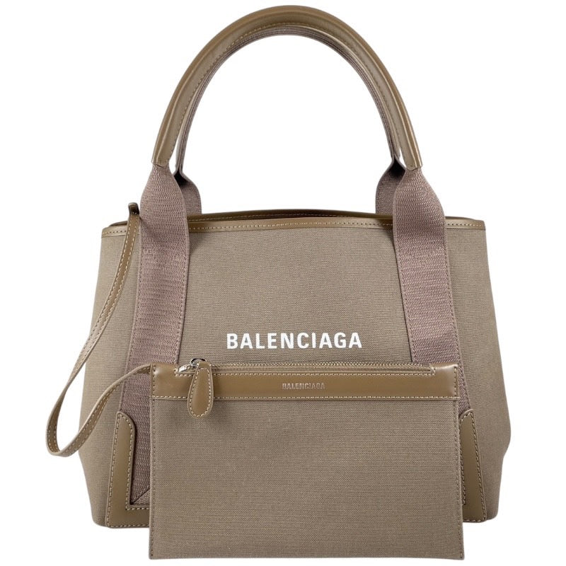 【BALENCIAGA】バレンシアガ ネイビー カバス 339933 ハンドバッグ キャンバス レディース ベージュ グレージュ トート ポーチ付