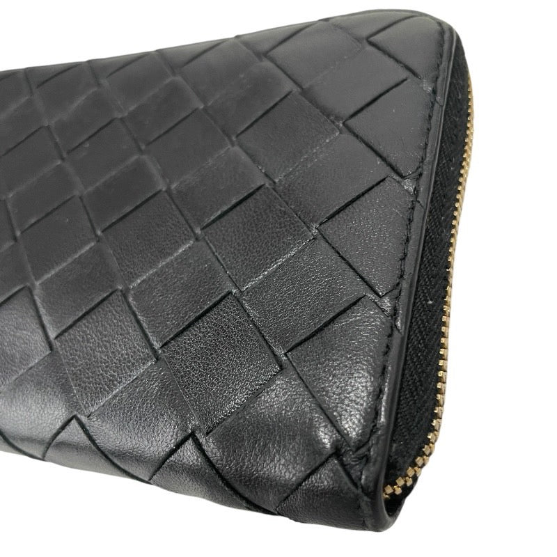 【BOTTEGAVENETA】ボッテガヴェネタ イントレチャート 長財布 レザー レディース ジップアラウンドウォレット ラウンドファスナー 黒