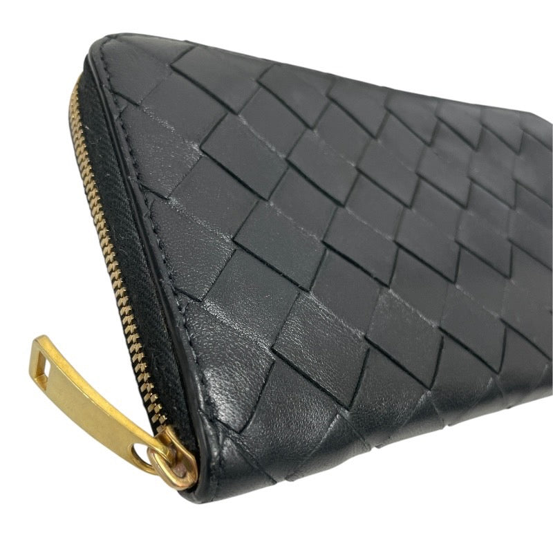 【BOTTEGAVENETA】ボッテガヴェネタ イントレチャート 長財布 レザー レディース ジップアラウンドウォレット ラウンドファスナー 黒