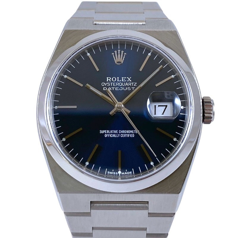 【ROLEX】ロレックス デイトジャスト 17000 腕時計 ステンレススチール メンズ P番 オイスタークォーツ 青文字盤 ブルー