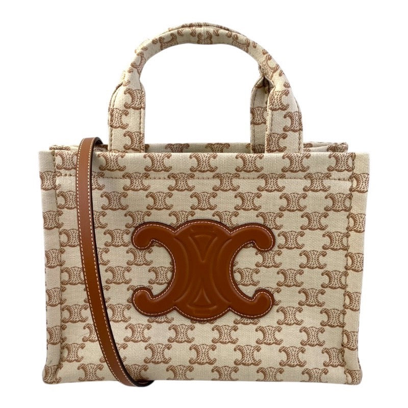 【CELINE】セリーヌ スモールカバ タイス 199162EZ6.01BC ハンドバッグ キャンバス レディース ハンドバッグ ショルダーバッグ 2way トリオンフ マカダム ベージュ/ブラウン