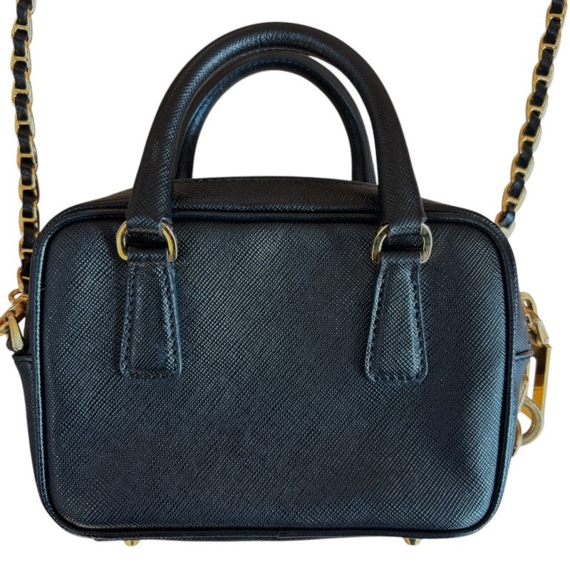 PRADA プラダ サフィアーノ BL0705 チェーンショルダー 2wayミニハンド ショルダーバッグ ナイロン ブラック×ゴールド金具【中古】 レディース