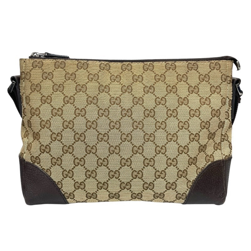 【GUCCI】グッチ GGキャンバス クロスボディ 124273 ショルダーバッグ レディース ポシェット ベージュ ブラウン レザー レディース