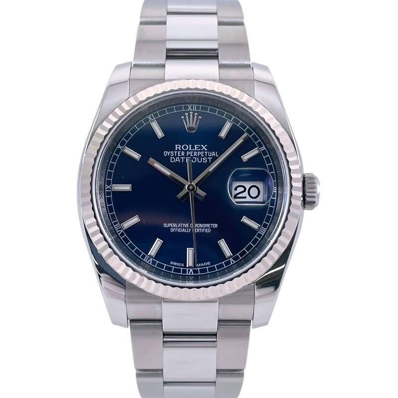 【ROLEX】ロレックス デイトジャスト 116234 腕時計 SS/WG メンズ ランダム番 2020年ギャラ ブルー 青文字盤 オイスターブレス