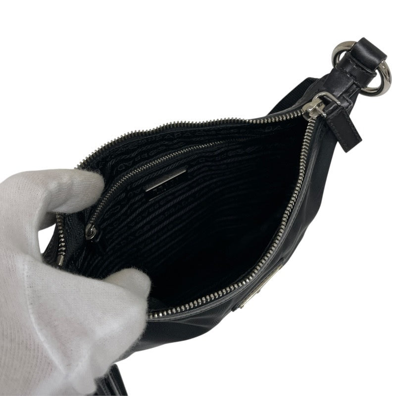 【PRADA】プラダ クロスボディ BT0541 ショルダーバッグ ナイロン レディース 三角プレート 黒 ブラック レザー