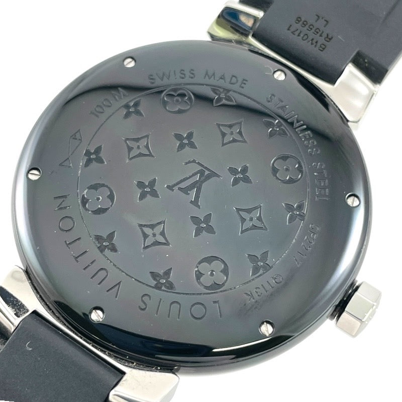 【LOUIS VUITTON】ルイ・ヴィトン タンブール インブラックGMT Q113K 腕時計 SS/ラバー メンズ 自動巻き オートマティック