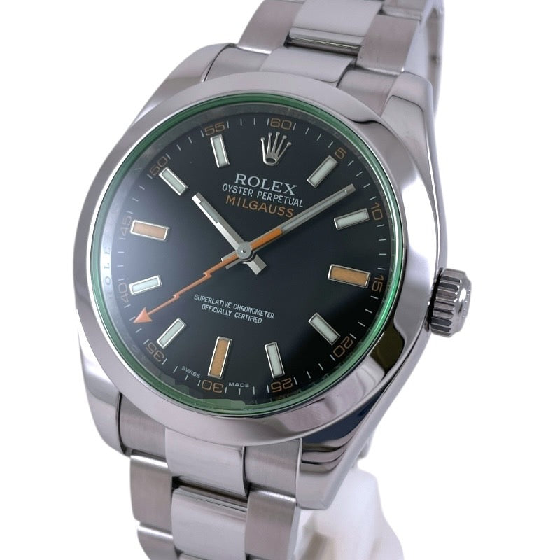 【ROLEX】ロレックス ミルガウス 116400GV 腕時計 ステンレススチール メンズ V番 グリーンガラス 黒文字盤