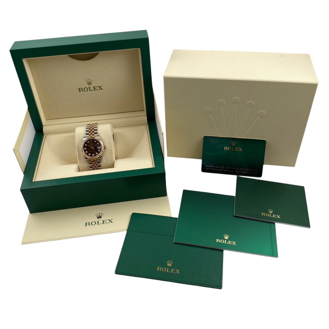 【ROLEX】ロレックス デイトジャスト31 278271G 腕時計 SS/PG レディース ランダム番 2021年ギャラ チョコレート文字盤 10Pダイヤモンド  ピンクゴールド ブラウン