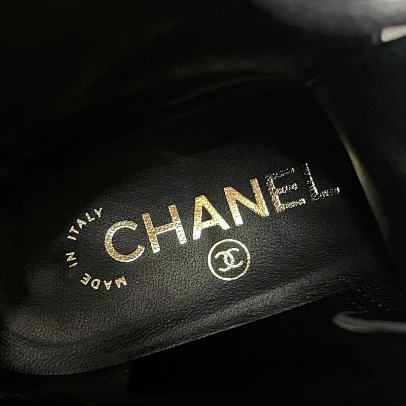【CHANEL】シャネル マトラッセ ミドルブーツ G37956 ブーツ レザー レディース 36 1/2C 23.5cm レースアップ 黒 ブラック