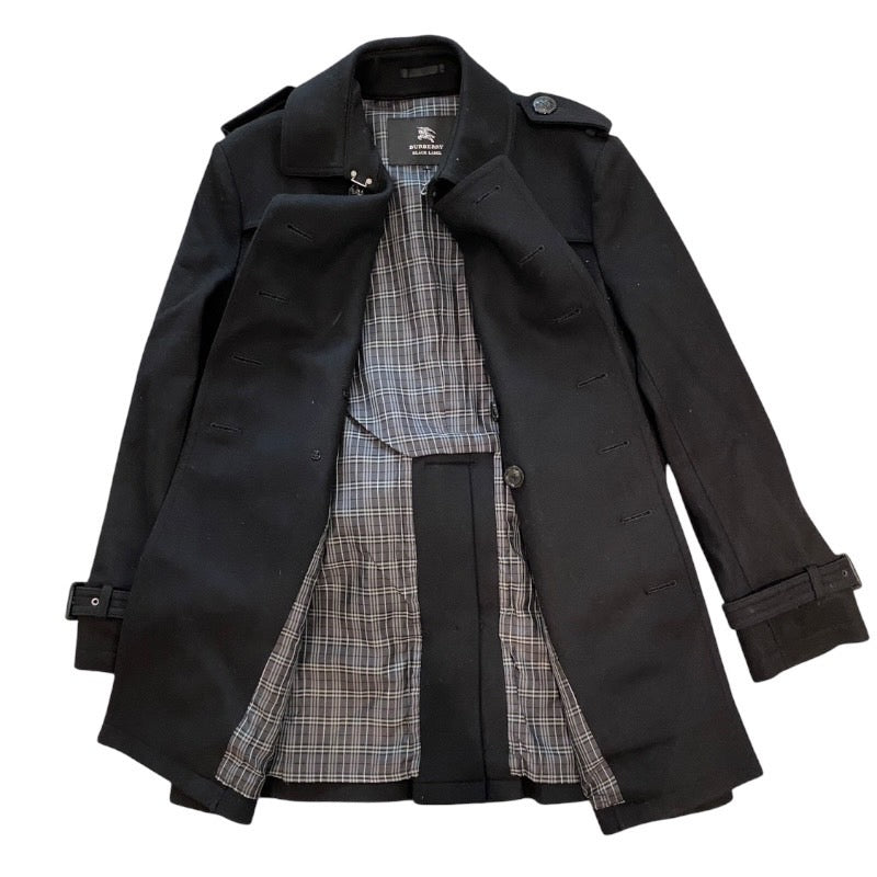 【BURBERRY BLACK LABEL】バーバリーブラックレーベル トレンチコート メンズ 黒 ブラック ウール