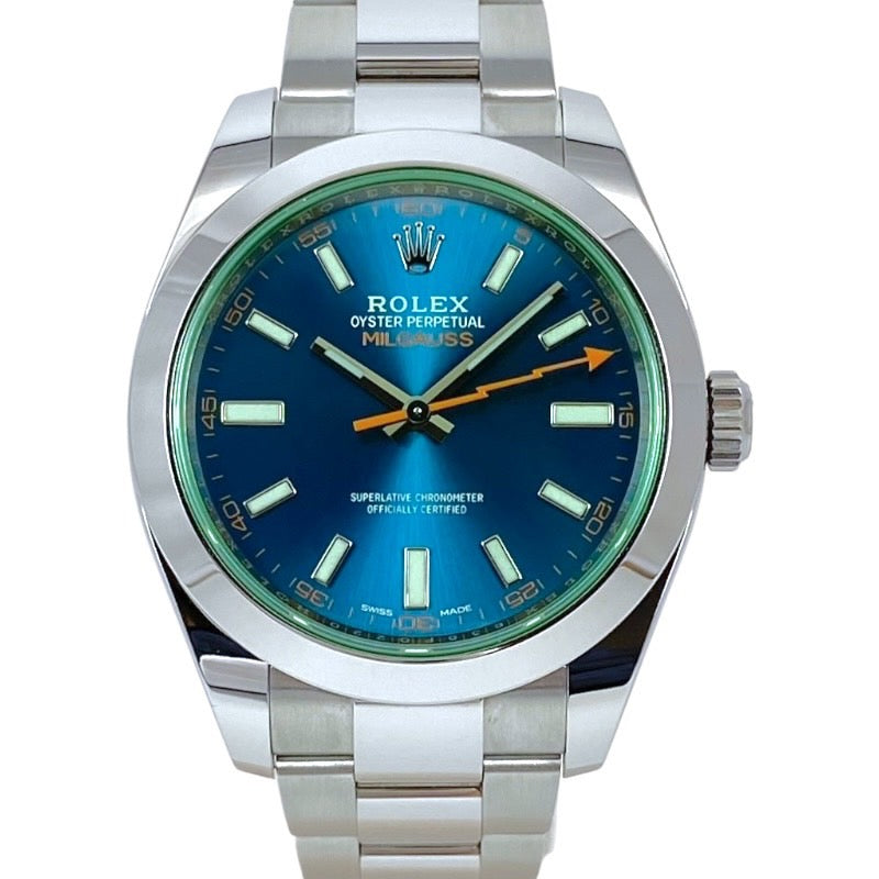 【ROLEX】ロレックス ミルガウス 116400GV 腕時計 ステンレススチール メンズ ランダム番 2019年ギャラ Zブルー グリーンガラス