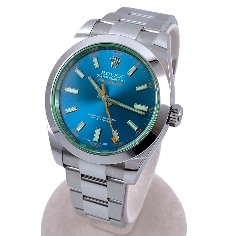 【ROLEX】ロレックス ミルガウス 116400GV 腕時計 ステンレススチール メンズ ランダム番 2019年ギャラ Zブルー グリーンガラス