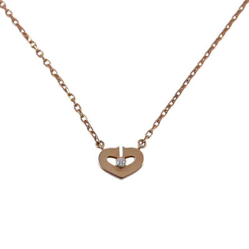 【CARTIER】カルティエ Cハート ダイヤモンド ネックレス K18ピンクゴールド レディース 750