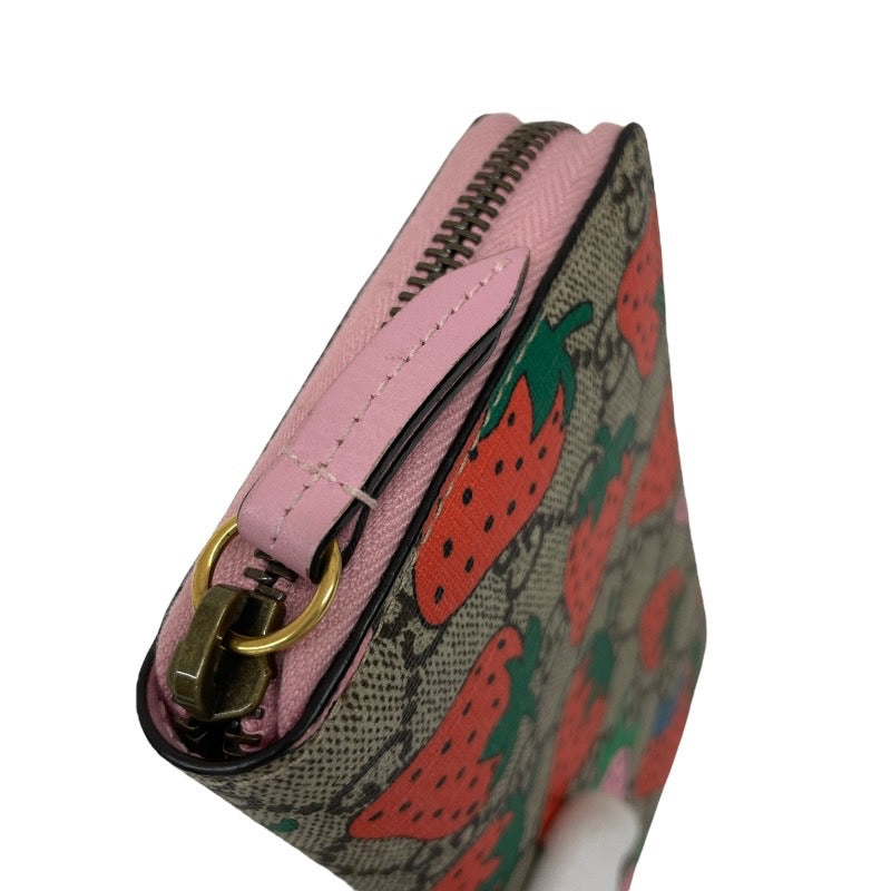 【GUCCI】グッチ GGスプリーム ストロベリー イチゴ 573865 長財布 レディース 苺 ラウンドファスナー