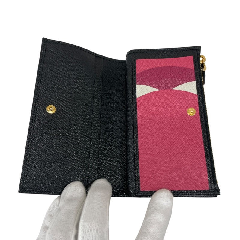 【PRADA】プラダ サフィアーノ マルチカラー 黒 ブラック 現行モデル 1ML009 長財布 レザー レディース