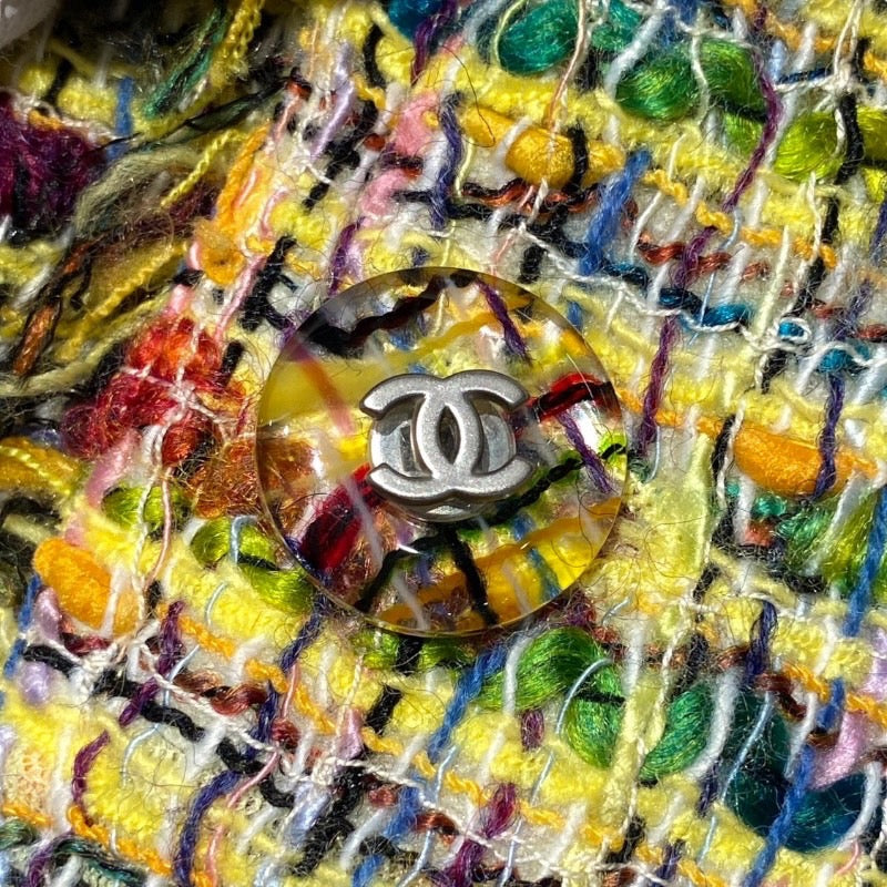【CHANEL】シャネル ヴィンテージ 上下 セットアップ レディース マルチカラー ミックスツイードジャケット ココボタン パンツ