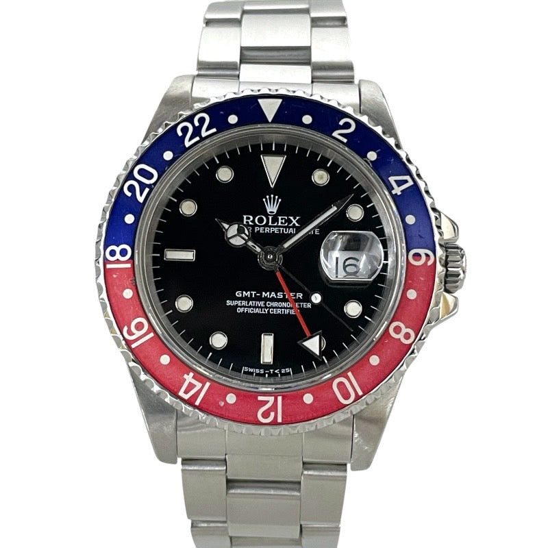 【ROLEX】ロレックス GMTマスター 16700 腕時計 ステンレススチール メンズ X番 トリチウム ペプシ シングルバックル