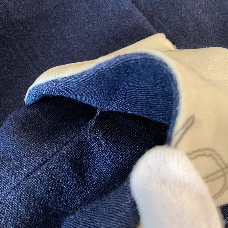 【CHANEL】シャネル CC刺繍裏地 CCグラスボタン ピーコート コットン レディース 紺 インディゴブルー ロング