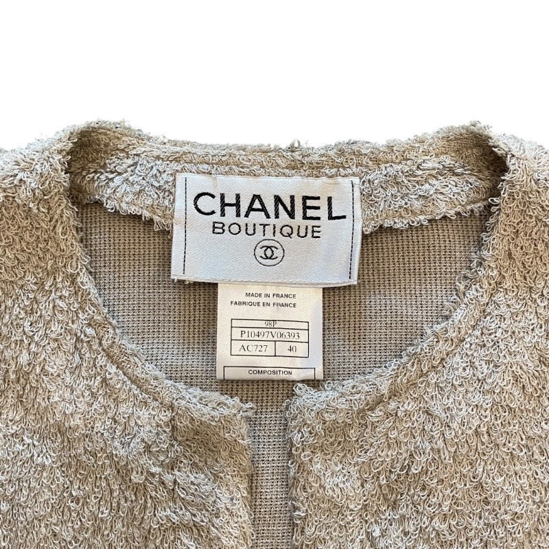 【CHANEL】シャネル ショート丈ジャケット  カーディガン シルク レディース シルクテリークロス CCボタン