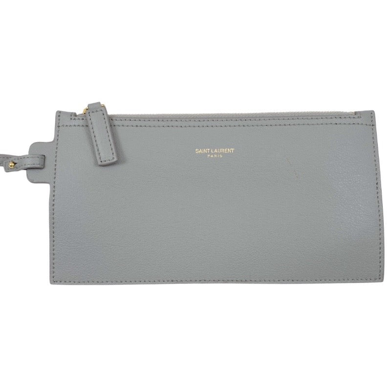 【SAINT LAURENT】サンローラン サック ショッピングバッグ 467946 トートバッグ レザー レディース グレー 本革 ポーチ付き メンズ ユニセックス