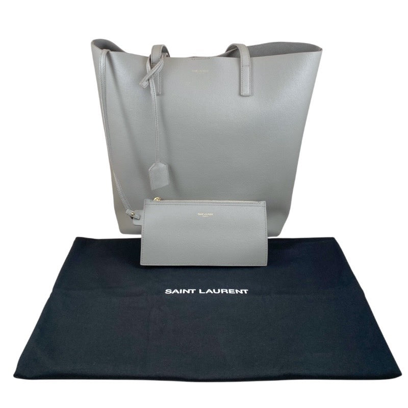 【SAINT LAURENT】サンローラン サック ショッピングバッグ 467946 トートバッグ レザー レディース グレー 本革 ポーチ付き メンズ ユニセックス