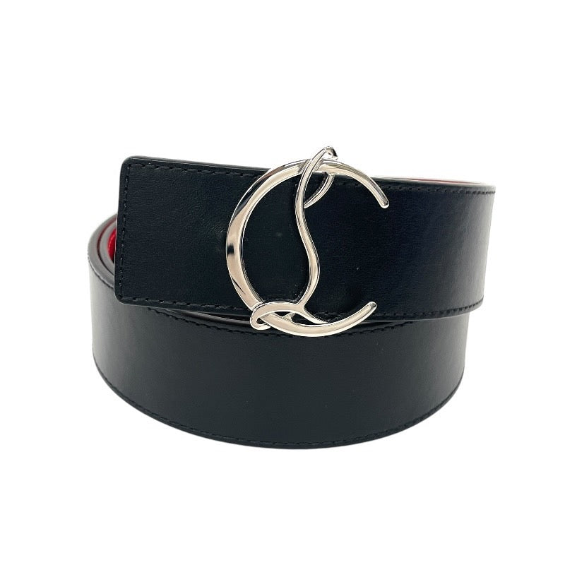 【Christian Louboutin】クリスチャンルブタン CL LOGO BELT 1205020 ベルト レザー メンズ ロゴ サイズ95 ブラック レッド
