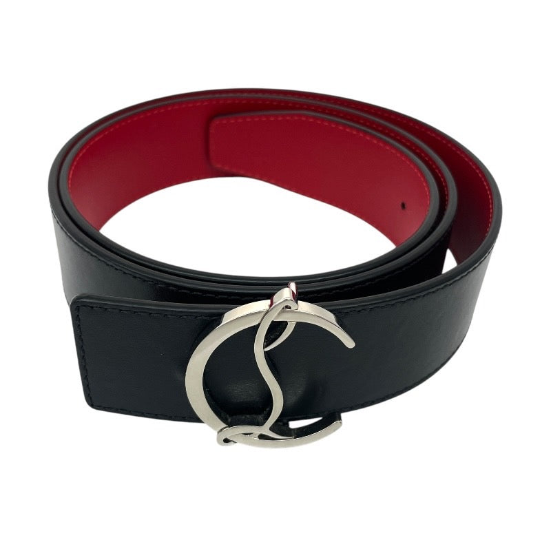 【Christian Louboutin】クリスチャンルブタン CL LOGO BELT 1205020 ベルト レザー メンズ ロゴ サイズ95 ブラック レッド