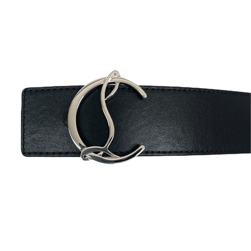 【Christian Louboutin】クリスチャンルブタン CL LOGO BELT 1205020 ベルト レザー メンズ ロゴ サイズ95 ブラック レッド
