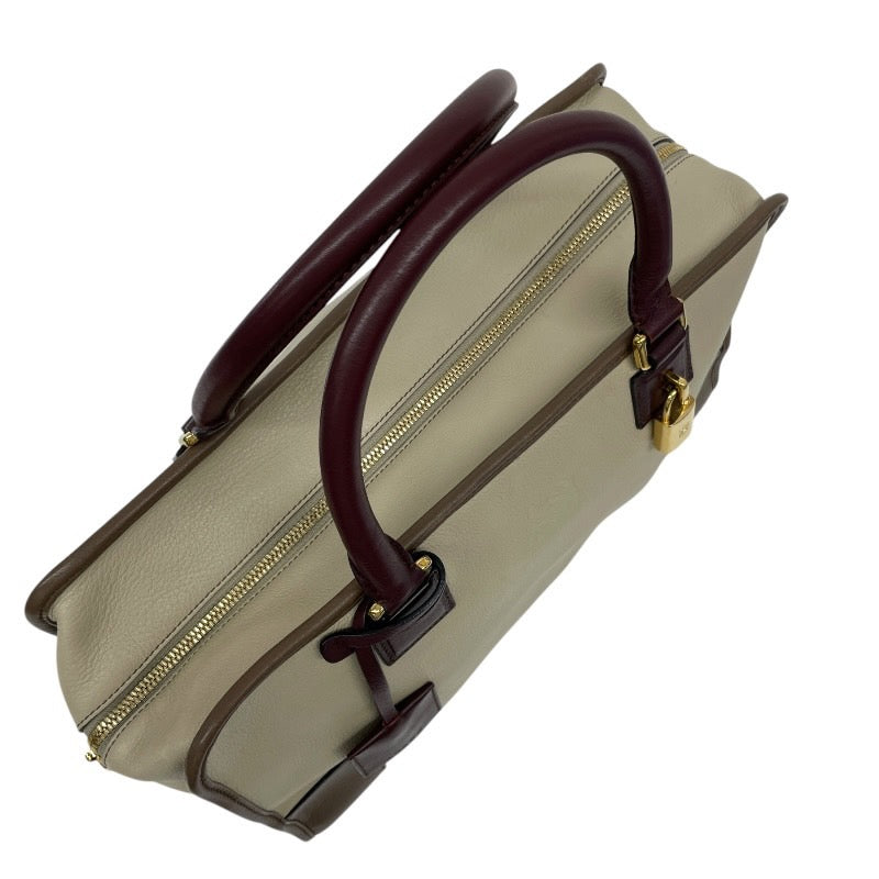 【LOEWE】ロエベ アマソナ36 ハンドバッグ レザー レディース トリコロール グレージュ