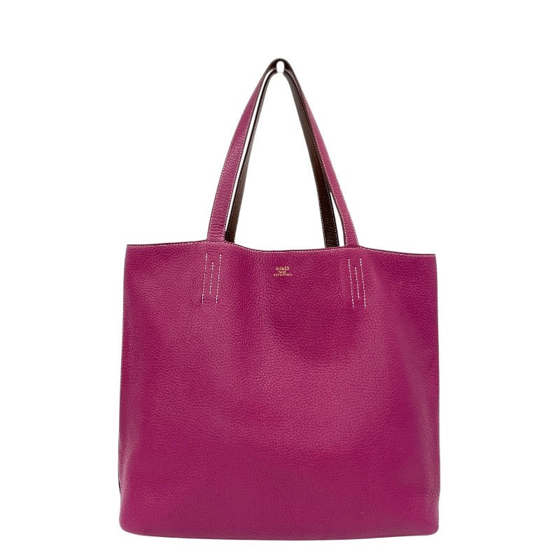 【HERMES】エルメス ドゥブルセンス トートバッグ レザー メンズ リバーシブル □O刻印 2011年製造 ブラウン パープル