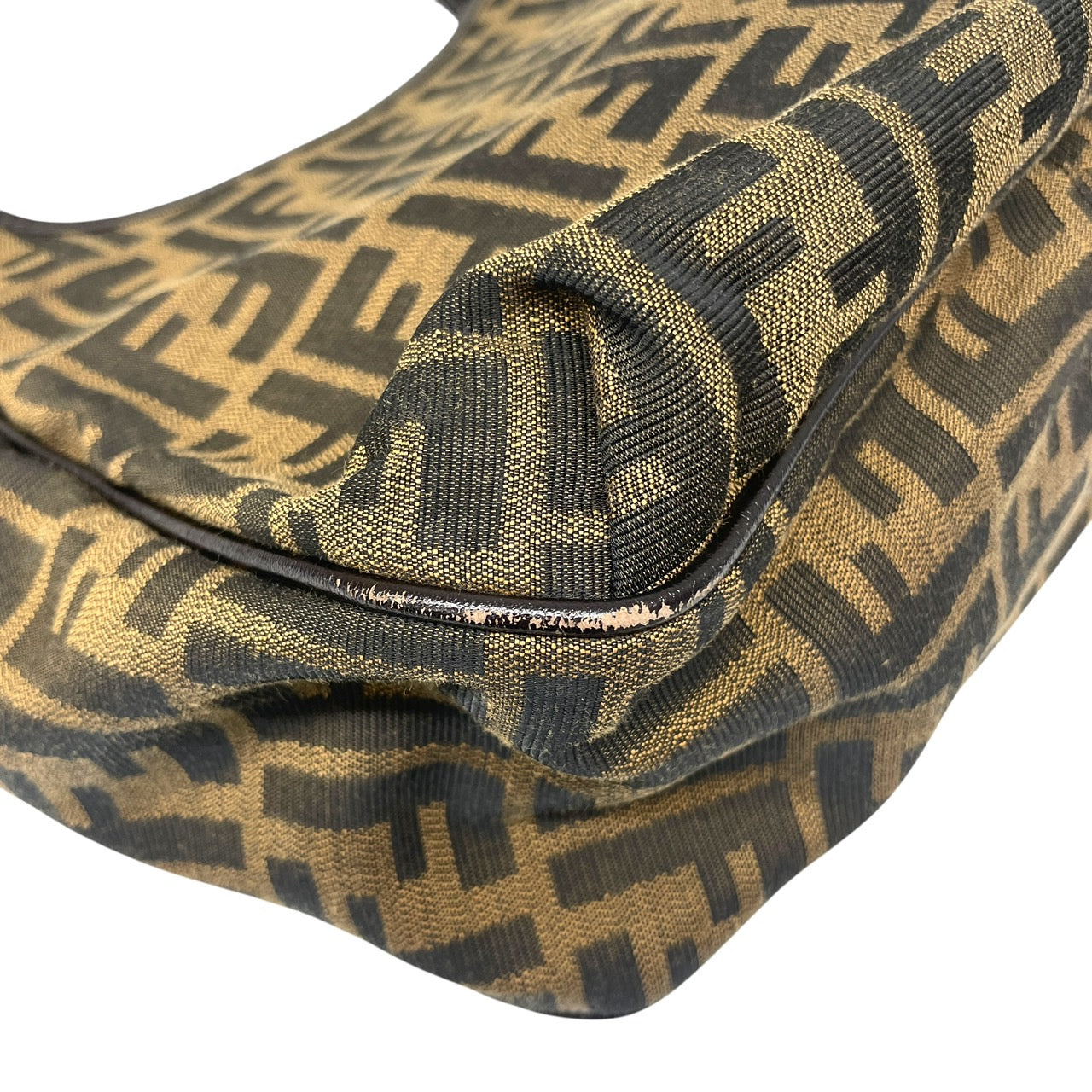 【FENDI】フェンディ ズッカ柄 8BH156 トートバッグ レディース ハンド カーキ チャーム付 レザー
