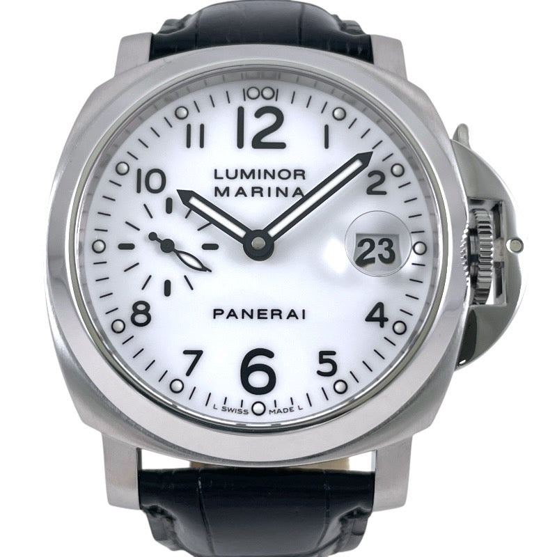 【PANERAI】パネライ ルミノールマリーナ 40mm PAM00049 腕時計 SS/レザー メンズ 自動巻き 白文字盤 G番