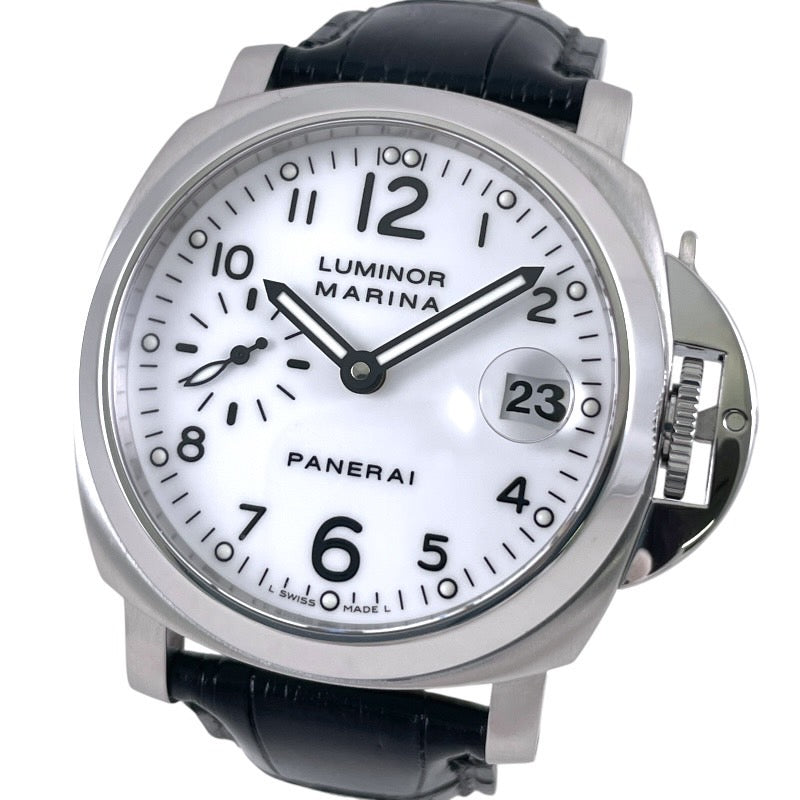 【PANERAI】パネライ ルミノールマリーナ 40mm PAM00049 腕時計 SS/レザー メンズ 自動巻き 白文字盤 G番