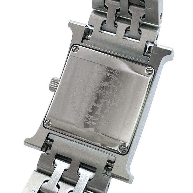 【HERMES】エルメス Hウォッチ HH1.230.214/4804 腕時計 ステンレススチール レディース ベゼルダイヤモンド ピンクシェル文字盤