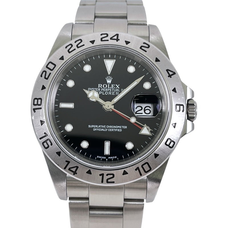 【ROLEX】ロレックス エクスプローラーII 16570 腕時計 ステンレススチール メンズ K番 黒文字盤 ブラック 自動巻き ダブルバックル