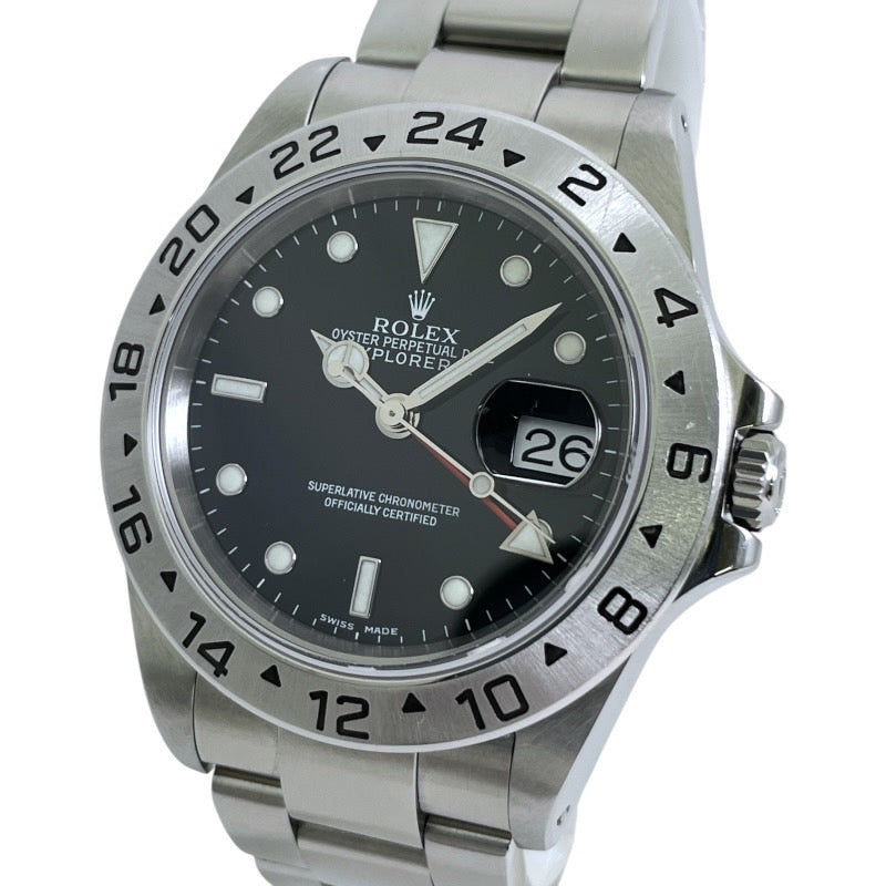 【ROLEX】ロレックス エクスプローラーII 16570 腕時計 ステンレススチール メンズ K番 黒文字盤 ブラック 自動巻き ダブルバックル