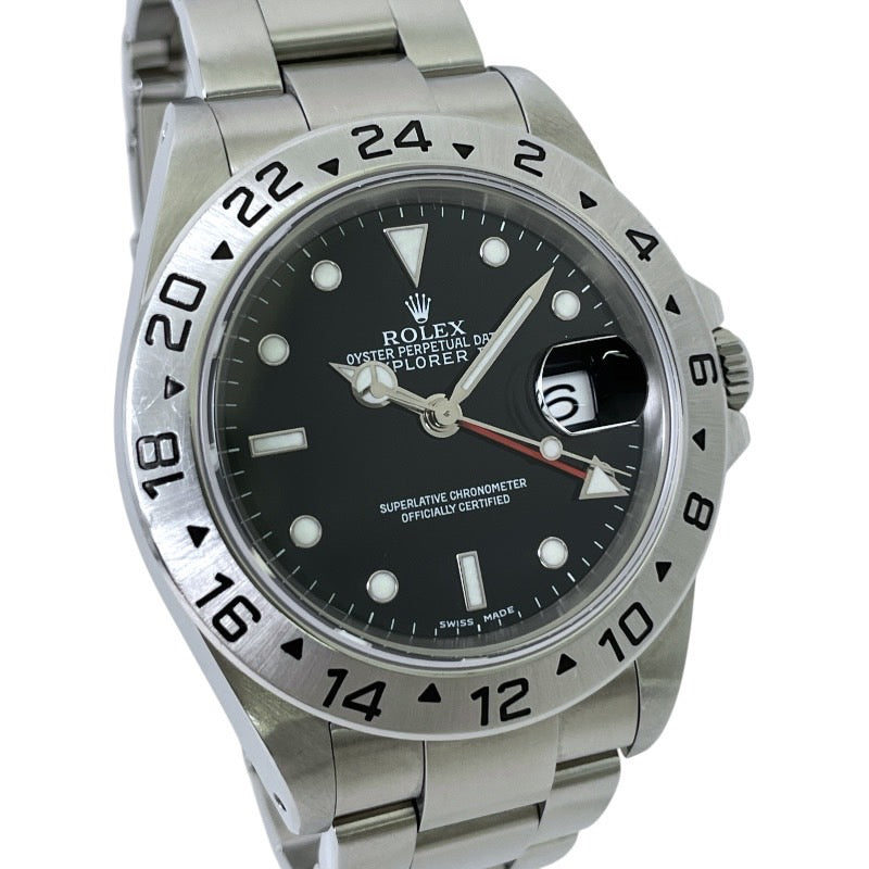 【ROLEX】ロレックス エクスプローラーII 16570 腕時計 ステンレススチール メンズ K番 黒文字盤 ブラック 自動巻き ダブルバックル