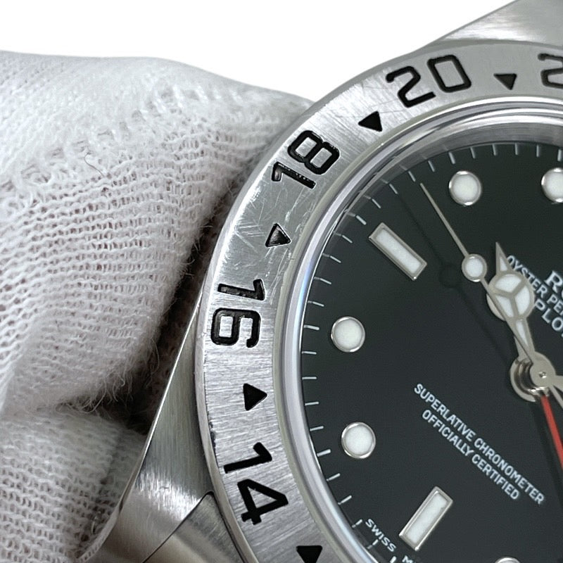 【ROLEX】ロレックス エクスプローラーII 16570 腕時計 ステンレススチール メンズ K番 黒文字盤 ブラック 自動巻き ダブルバックル