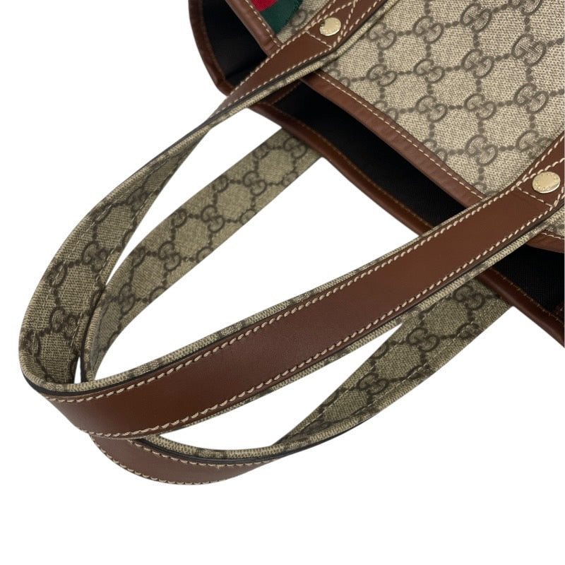 【GUCCI】グッチ GGスプリーム シェリーライン 211135 トートバッグ レディース GG柄 ハンド ベージュ