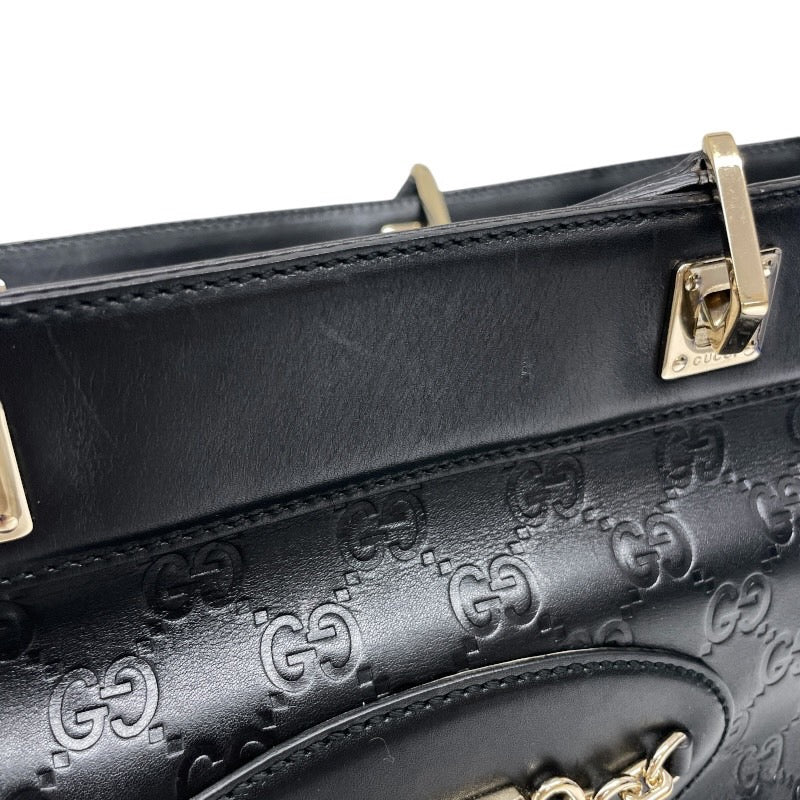 【GUCCI】グッチ ホースビット 145993 トートバッグ レザー レディース 黒 ブラック グッチシマ ハンド