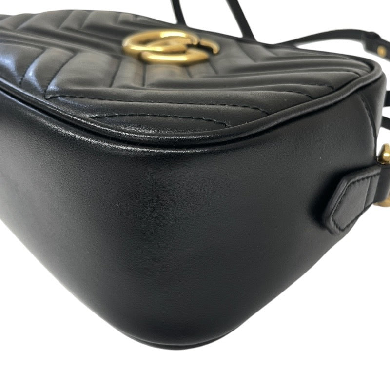 【GUCCI】グッチ GGマーモント スモール 447632 ショルダーバッグ レザー レディース チェーン 黒 ブラック