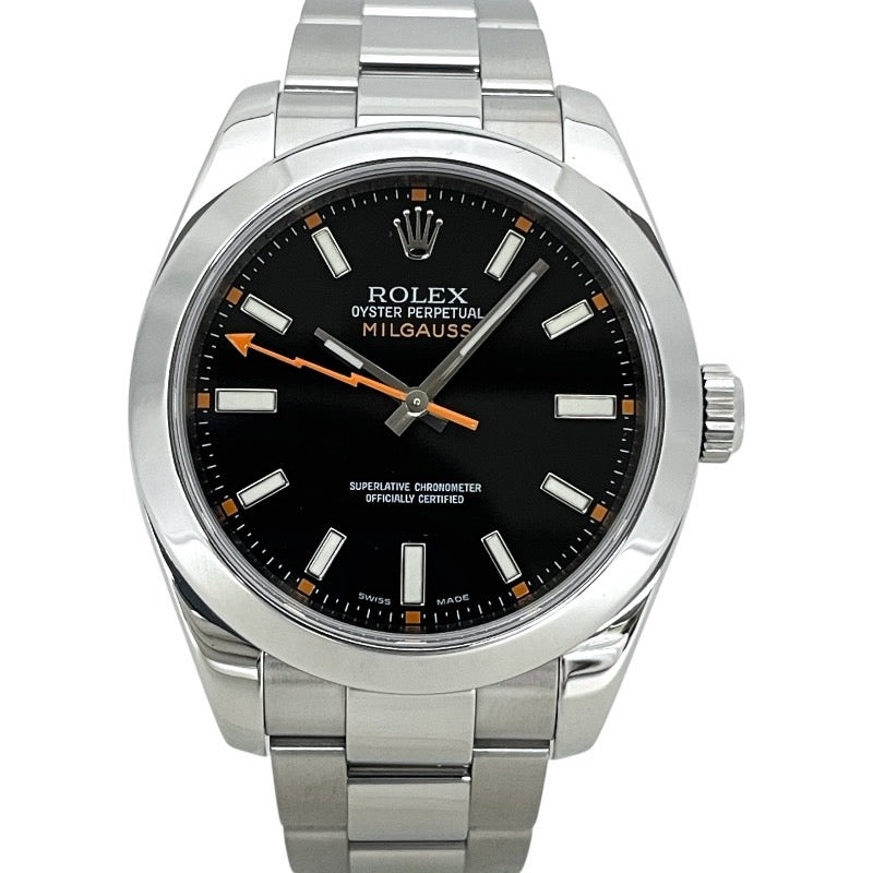 【ROLEX】ロレックス ミルガウス 116400 腕時計 ステンレススチール メンズ V番 黒文字盤 ブラック 自動巻き
