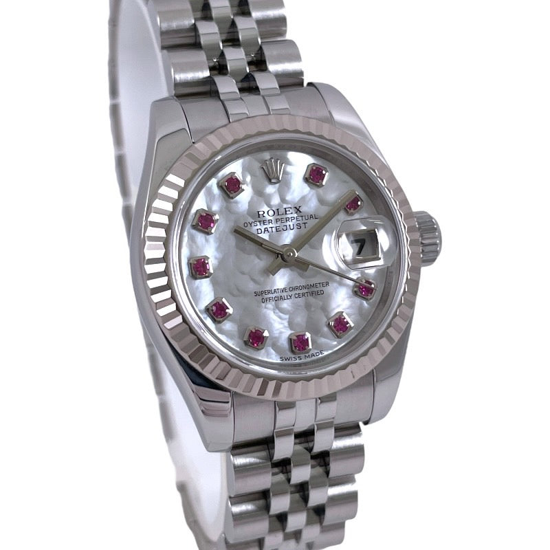 【ROLEX】ロレックス デイトジャスト26 179174NGR 腕時計 SS/WG レディース Z番 2007年ギャラ シェル ルビー