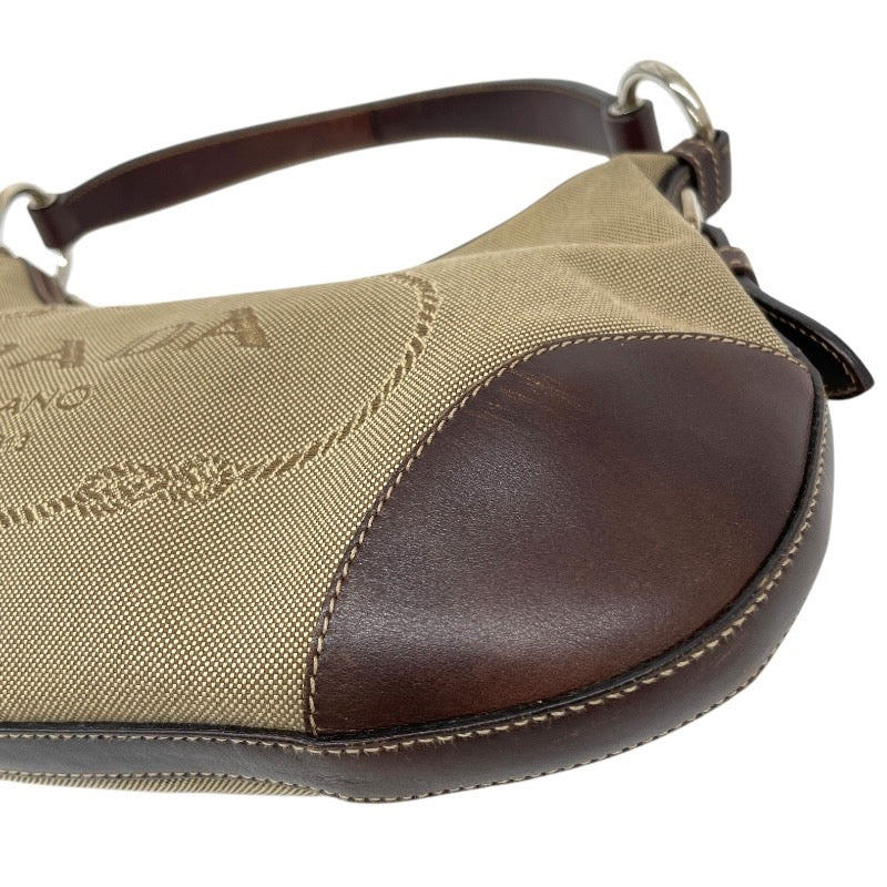 【PRADA】プラダ ジャガード ワンショルダー ショルダーバッグ レディース レザー キャンバス ロゴ セミショルダー ミニバッグ